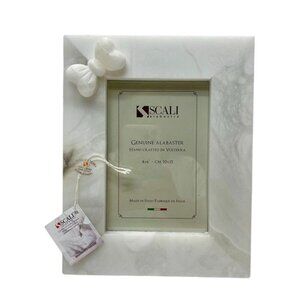 Scali Alabastro 4x6 Genuine Alabaster Frame Bow Accent Italian Handcrafted NWOB